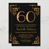 60e Verjaardag Glam Modern Goud Zwart Retro Kaart (Voorkant / Achterkant)