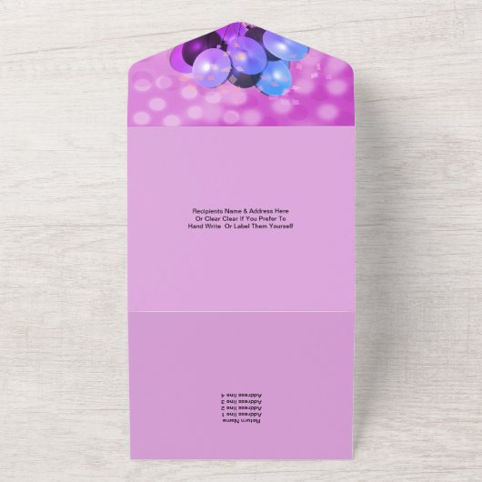 60e verjaardag glam Sparkle Glitz Paars Blue All In One Uitnodiging (Buitenkant)