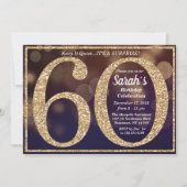 60e verjaardag glitter mijlpaal uitnodiging (Voorkant)