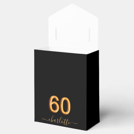 60e verjaardag glitter zwarte goudsparkle bedankdoosjes (Geopend)
