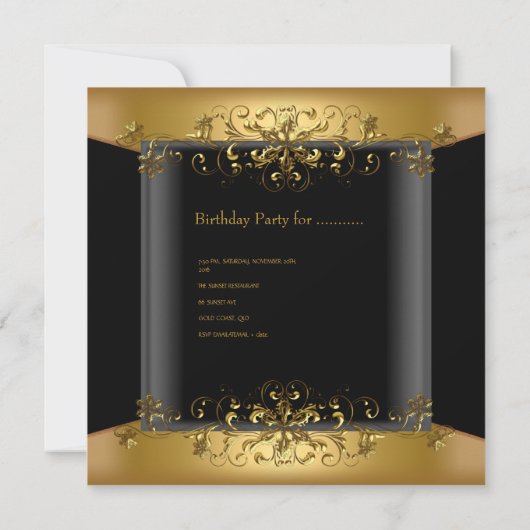 60e verjaardag Gold Black 60 Kaart (Achterkant)