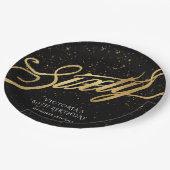 60e verjaardag Gold Black Confetti elegant Papieren Bordje (Gekanteld)