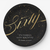 60e verjaardag Gold Black Confetti elegant Papieren Bordje (Voorkant)