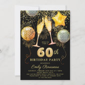 60e verjaardag Gold Black Glitter Confetti Kaart (Voorkant)