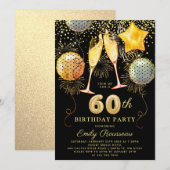 60e verjaardag Gold Black Glitter Confetti Kaart (Voorkant / Achterkant)