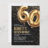 60e verjaardag Gold Black Invitation Kaart (Voorkant)