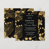 60e verjaardag Gold Black Square Invitation Kaart (Voorkant / Achterkant)