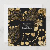 60e verjaardag Gold Black Square Invitation Kaart (Achterkant)