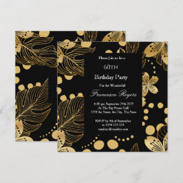 60e verjaardag Gold Black Square Invitation Kaart