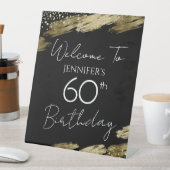 60e verjaardag Gold Black Welkomstbord voetstuk Reclamebord Met Voetstuk (Insitu)