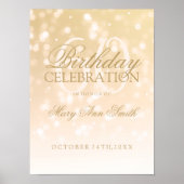 60e verjaardag Gold Bokeh Sparkle Lights Poster (Voorkant)