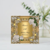 60e verjaardag Gold Elegant Roos 2 Kaart (Staand voorkant)