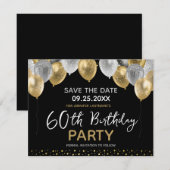 60e verjaardag Gold en zwart Kaart (Voorkant / Achterkant)