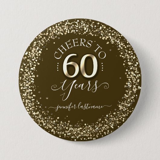 60e verjaardag Gold Glitter Button (Voorkant)