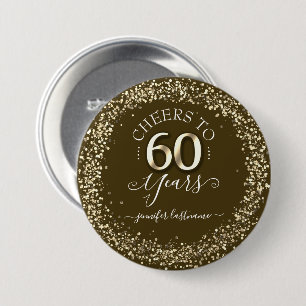 60e verjaardag Gold Glitter Button