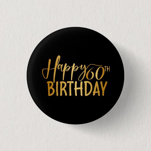 60e verjaardag Gold Glitter Happy 60e verjaardag Ronde Button 3,2 Cm (Voorkant)