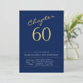 60e verjaardag Gold modern script blauw Kaart (Staand voorkant)
