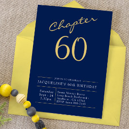 60e verjaardag Gold modern script blauw Kaart