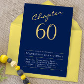 60e verjaardag Gold modern script blauw Kaart