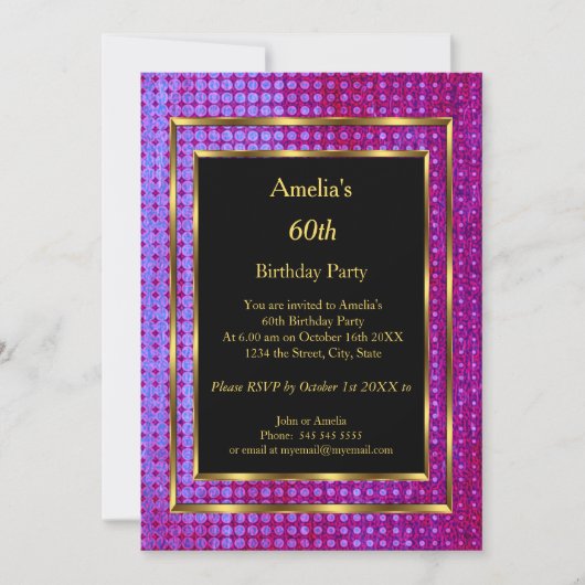 60e verjaardag Gold Paars Black Kaart (Voorkant)