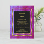 60e verjaardag Gold Paars Black Kaart (Staand voorkant)