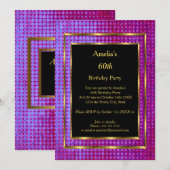 60e verjaardag Gold Paars Black Kaart (Voorkant / Achterkant)