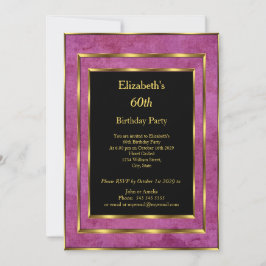 60e verjaardag Gold Paarse uitnodiging