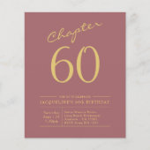 60e verjaardag Gold Pink Budget Uitnodiging Flyer (Voorkant)
