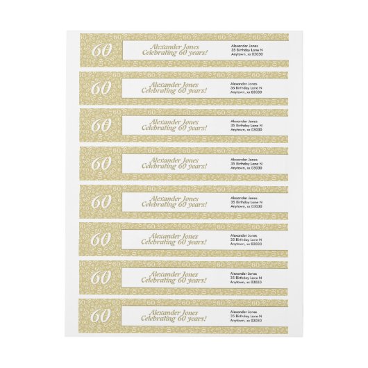 60e verjaardag Gold Random Number Patroon 60 (Vel)