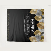 60e verjaardag Gold Silver Black Balloons Tapestry Wandkleed (Voorkant (horizontaal))