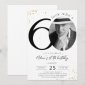 60e verjaardag Gold-uitnodiging met foto Kaart (Voorkant / Achterkant)