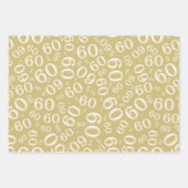 60e verjaardag Gold & White Number patroon 60 Inpakpapier Vel (Voorkant 2)