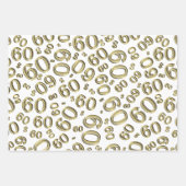 60e verjaardag Gold/White Random Number Pattern 60 Inpakpapier Vel (Voorkant 2)
