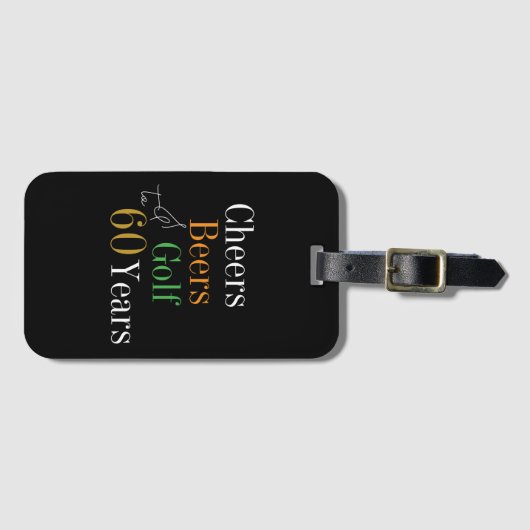 60e verjaardag Golf Cheers Beers Bagagelabel (Voorkant (horizontaal))