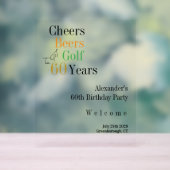 60e verjaardag Golf Cheers Beers Minimal Welkom Acryl Bord (Neutraal)