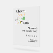 60e verjaardag Golf Cheers Beers Minimal Welkom Acryl Bord (Hoek)