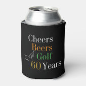 60e verjaardag Golf Cheers Beers Party Zwart Goud Blikjeskoeler (Blikje Voorkant)