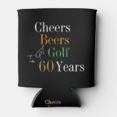 60e verjaardag Golf Cheers Beers Party Zwart Goud Blikjeskoeler (Voorkant)