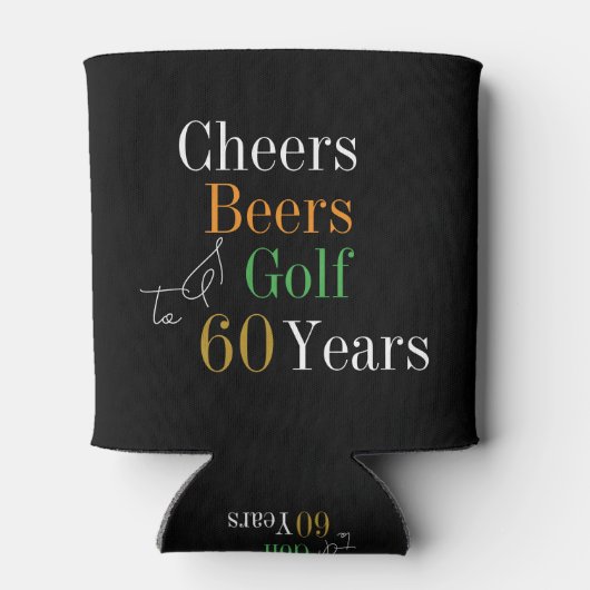 60e verjaardag Golf Cheers Beers Party Zwart Goud Blikjeskoeler (Achterkant)