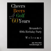 60e verjaardag Golf Cheers Beers Welkom Poster (Voorkant)
