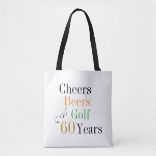 60e verjaardag golf cheers biertjes minimal feestj tote bag