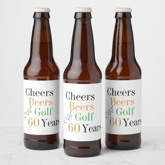 60e verjaardag Golf Proost Beers Minimal Party Bier Etiket (Flessen)