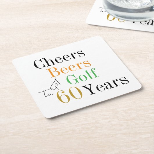 60e verjaardag Golf Proost Beers Minimal Party Kartonnen Onderzetters (Schuin)