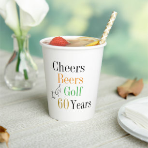 60e verjaardag Golf Proost Beers Minimal Party Papieren Bekers