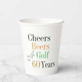 60e verjaardag Golf Proost Beers Minimal Party Papieren Bekers (Achterkant)