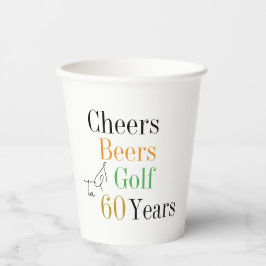 60e verjaardag Golf Proost Beers Minimal Party Papieren Bekers