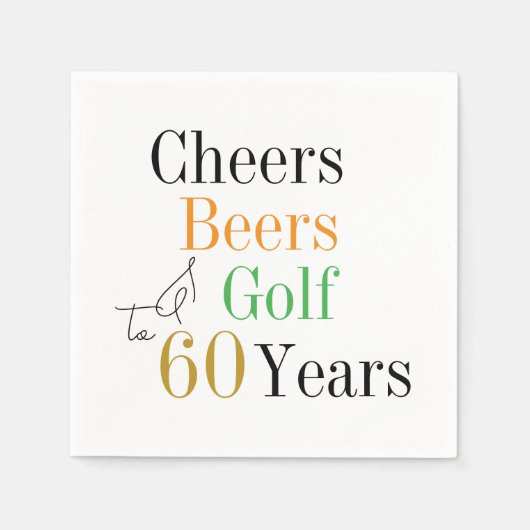 60e verjaardag Golf Proost Beers Minimal Party Servet (Voorkant)
