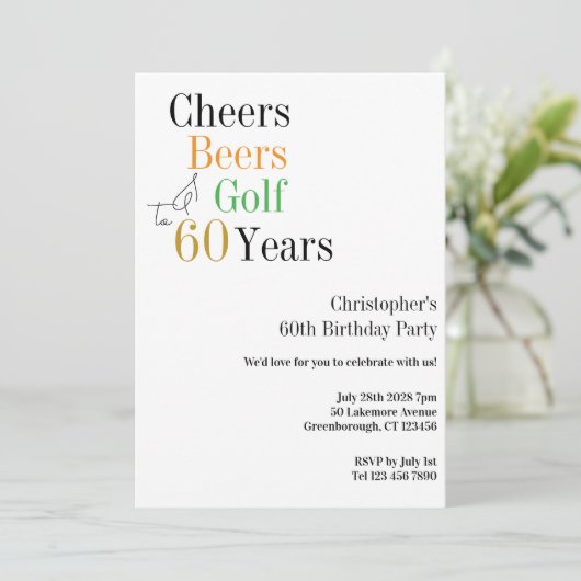 60e verjaardag Golf Proost Bieren Minimaal Kaart (Staand voorkant)