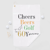 60e verjaardag Golf Proost en bieren Golfhanddoek (Insitu)