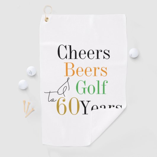 60e verjaardag Golf Proost en bieren Golfhanddoek (Insitu)